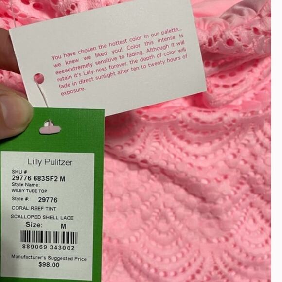 Lilly Pulitzer Wiley Tube Top in Coral Reef Tint Pink, Size Small | Lace Summer - Picture 7 of 11